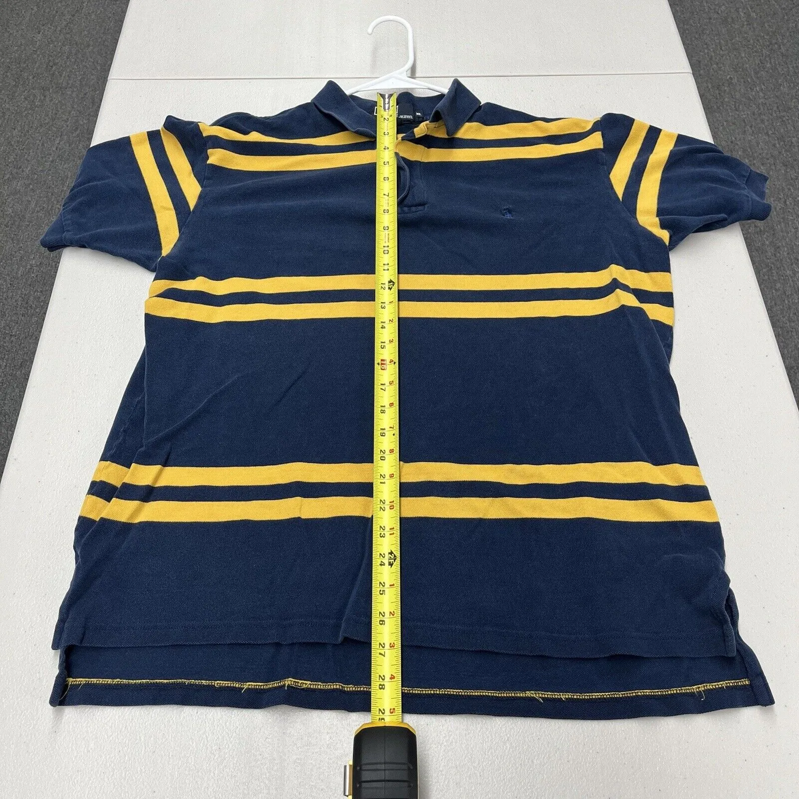 Polo Ralph Lauren Polo Shirt Blue Yellow Striped Short Sleeve Preppy XL
