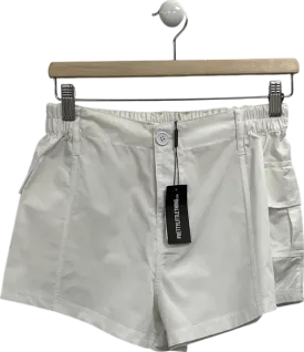 PrettyLittleThing White Lightweight Low Rise Cargo Shorts UK 10