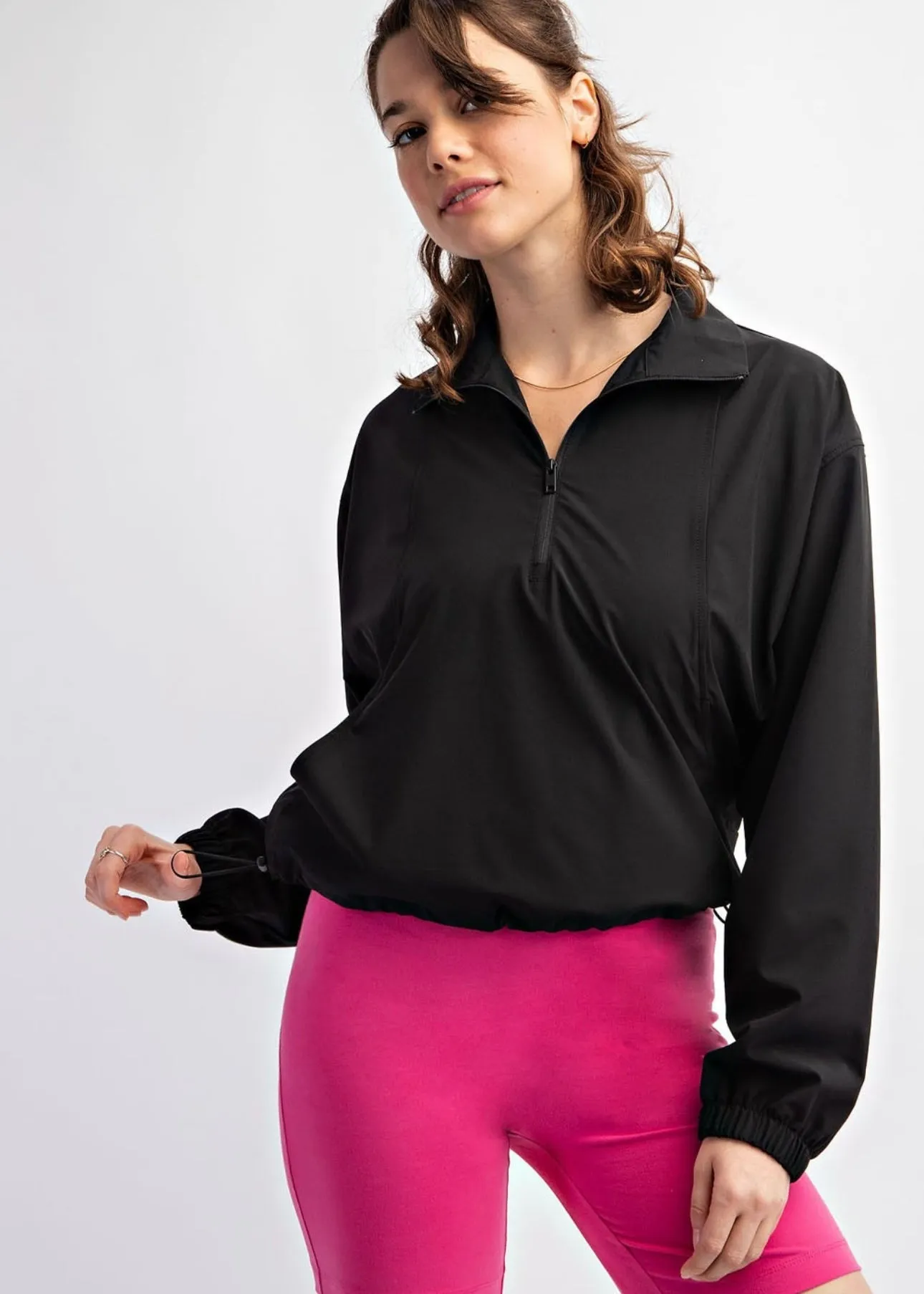 Quarter Zip Cinch Bottom Lightweight Jacket