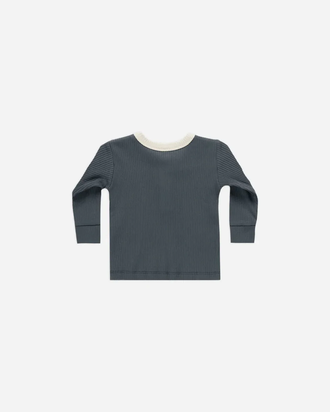 Ribbed Henley Indigo