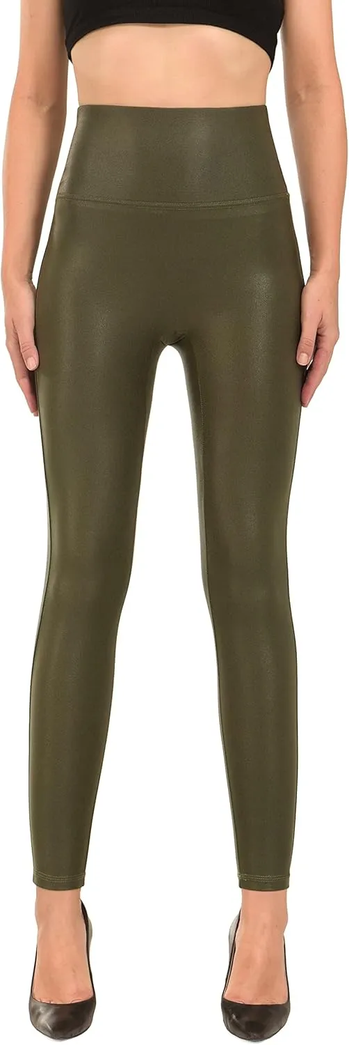 RUFIYO Faux Leather Leggings for Women High Waisted Leather Pants Pleather Leggings Brown