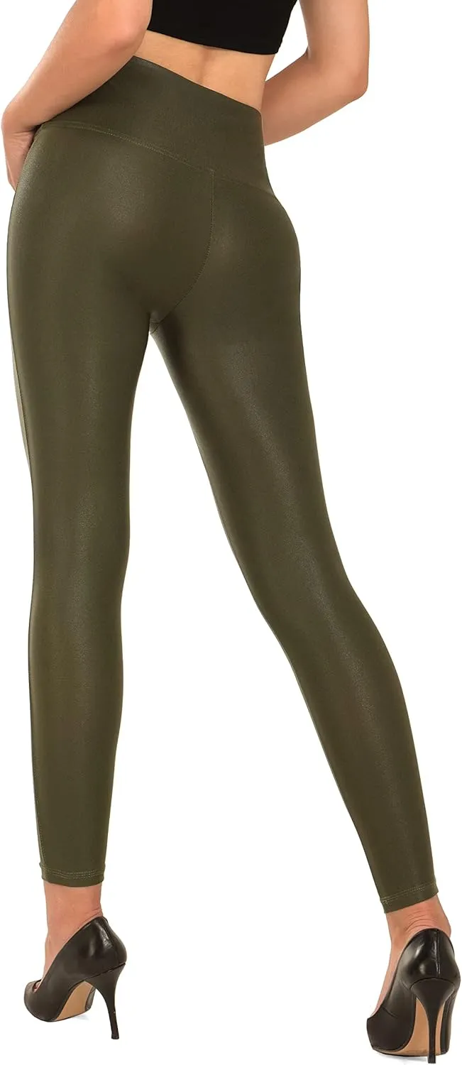 RUFIYO Faux Leather Leggings for Women High Waisted Leather Pants Pleather Leggings Brown