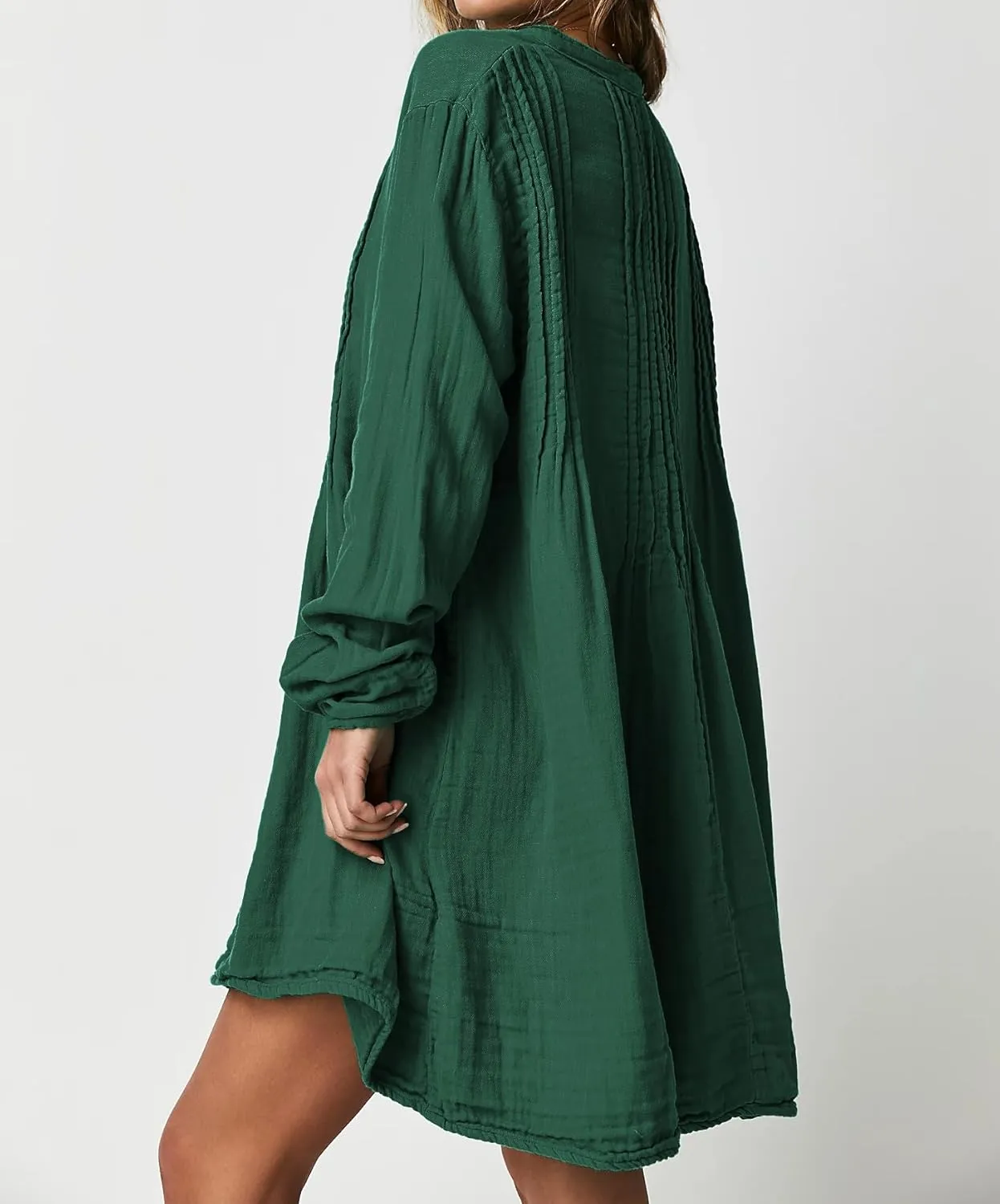 R.Vivimos Women's Tunic Dress Fall Cotton Button Down Long Sleeves Casual Mini Shirt Dress