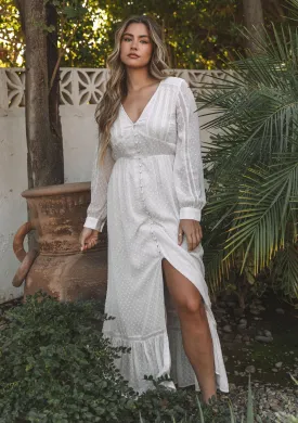 Sheer Chiffon Swiss Dot Boho Button Front Dress