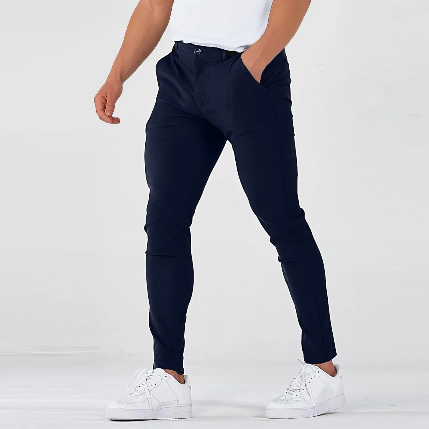 Slim Fit Dress Pants for Men Stretchy Straight Fit Work Pants Mencomfy Tapered Pencil Golf Jogger Pants with Pockets