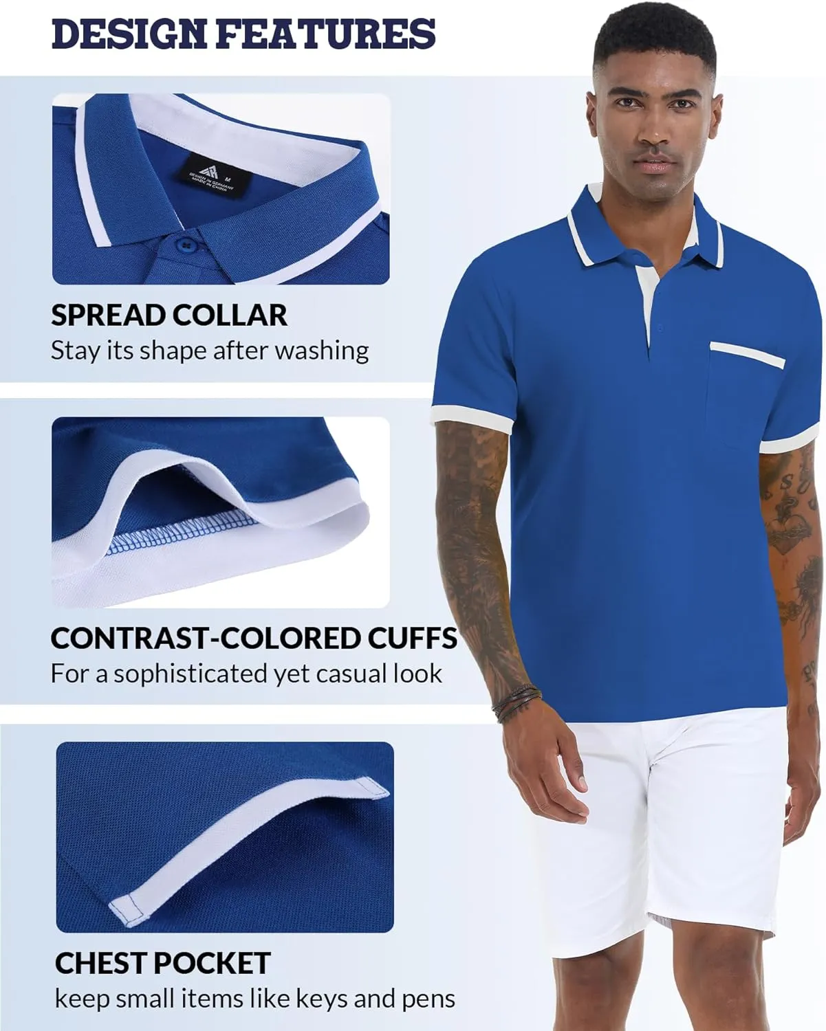 V VALANCH Polo Shirt for Men Short Sleeve Golf Polo Moisture Wicking Collared Tennis T Shirt