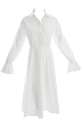 Valentino White Long Sleeve Shirt Dress Size 42/6