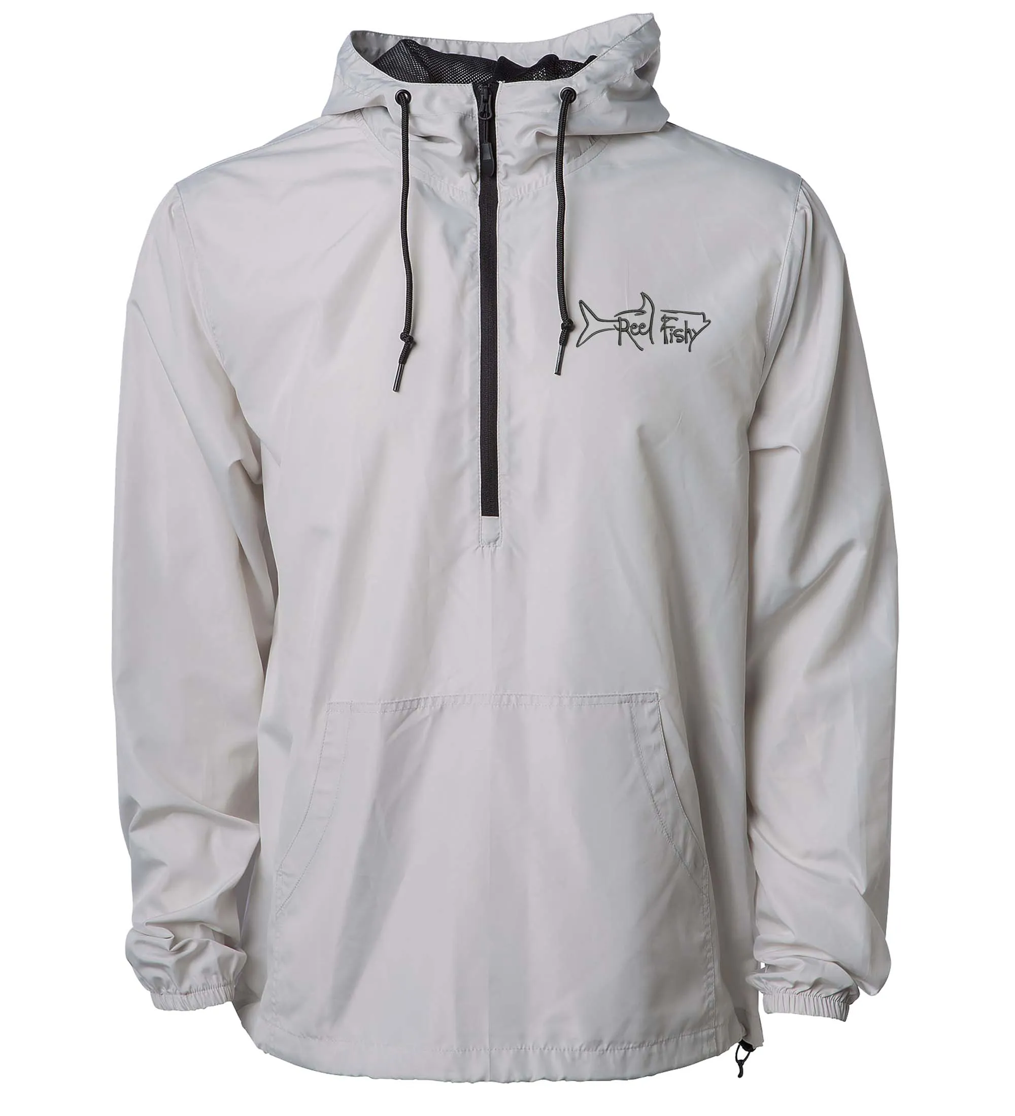 Windbreaker Jacket, Lightweight 1/2-zip Pullover, Water Resistant, Reel Fishy Tarpon logo