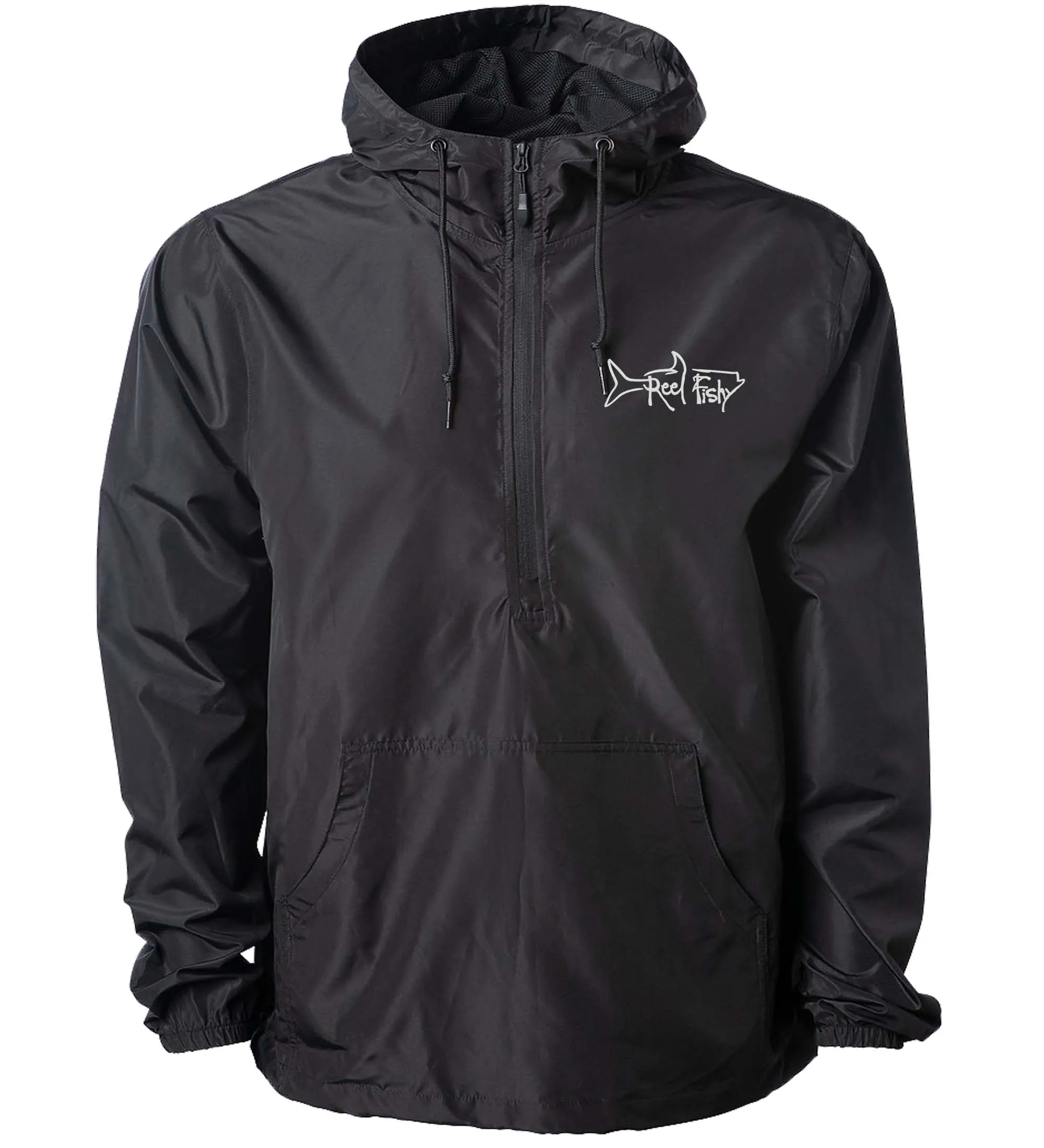 Windbreaker Jacket, Lightweight 1/2-zip Pullover, Water Resistant, Reel Fishy Tarpon logo
