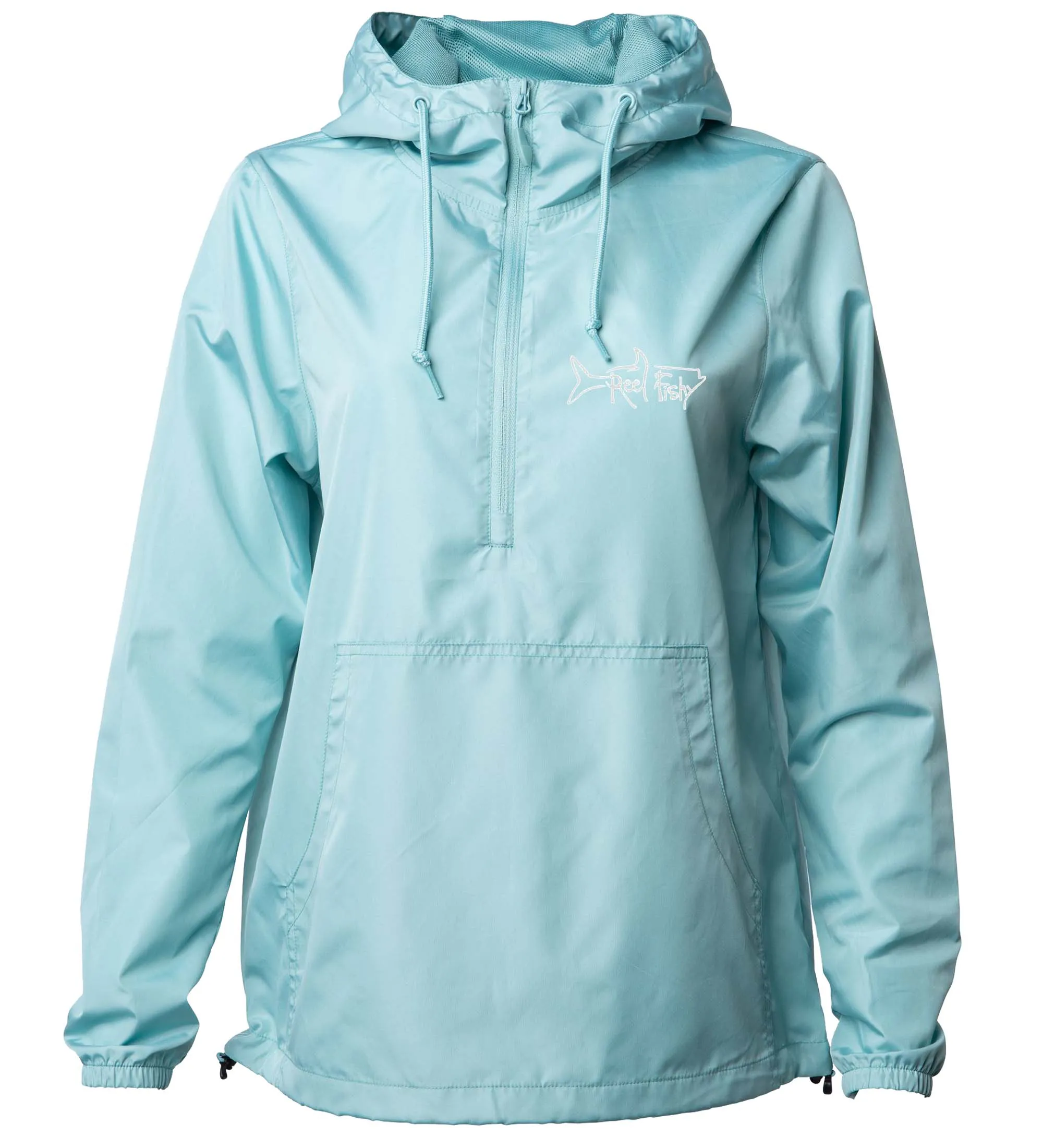 Windbreaker Jacket, Lightweight 1/2-zip Pullover, Water Resistant, Reel Fishy Tarpon logo