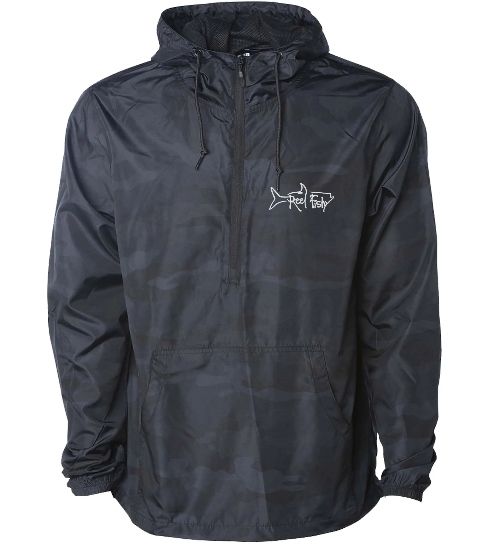 Windbreaker Jacket, Lightweight 1/2-zip Pullover, Water Resistant, Reel Fishy Tarpon logo