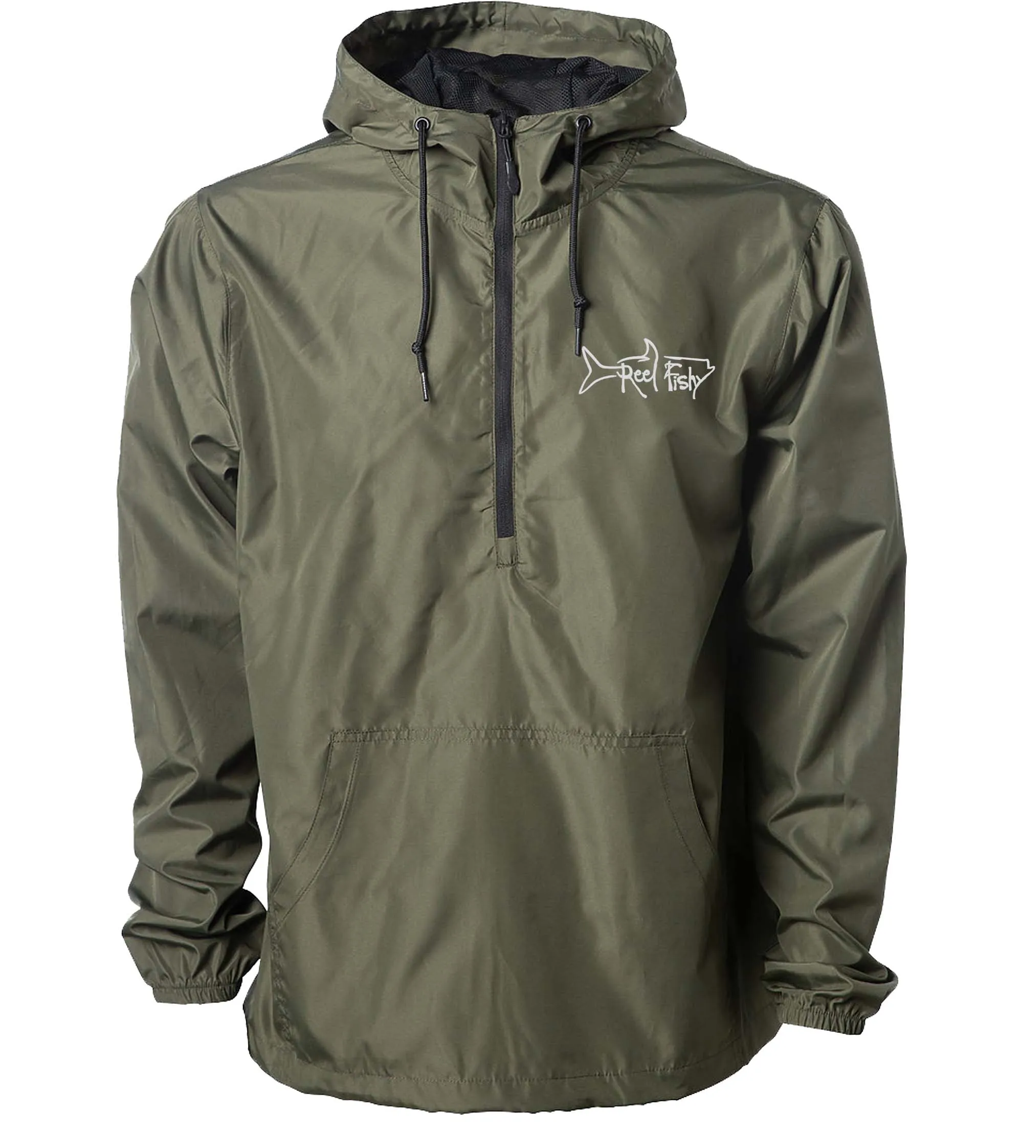 Windbreaker Jacket, Lightweight 1/2-zip Pullover, Water Resistant, Reel Fishy Tarpon logo