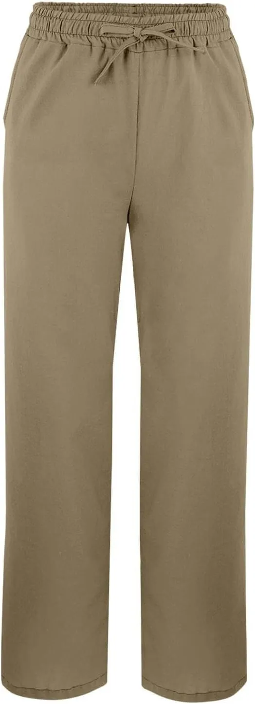 Women's Fashion Loose Casual Solid Color Cotton Linen Dressy Loose Fit Pants