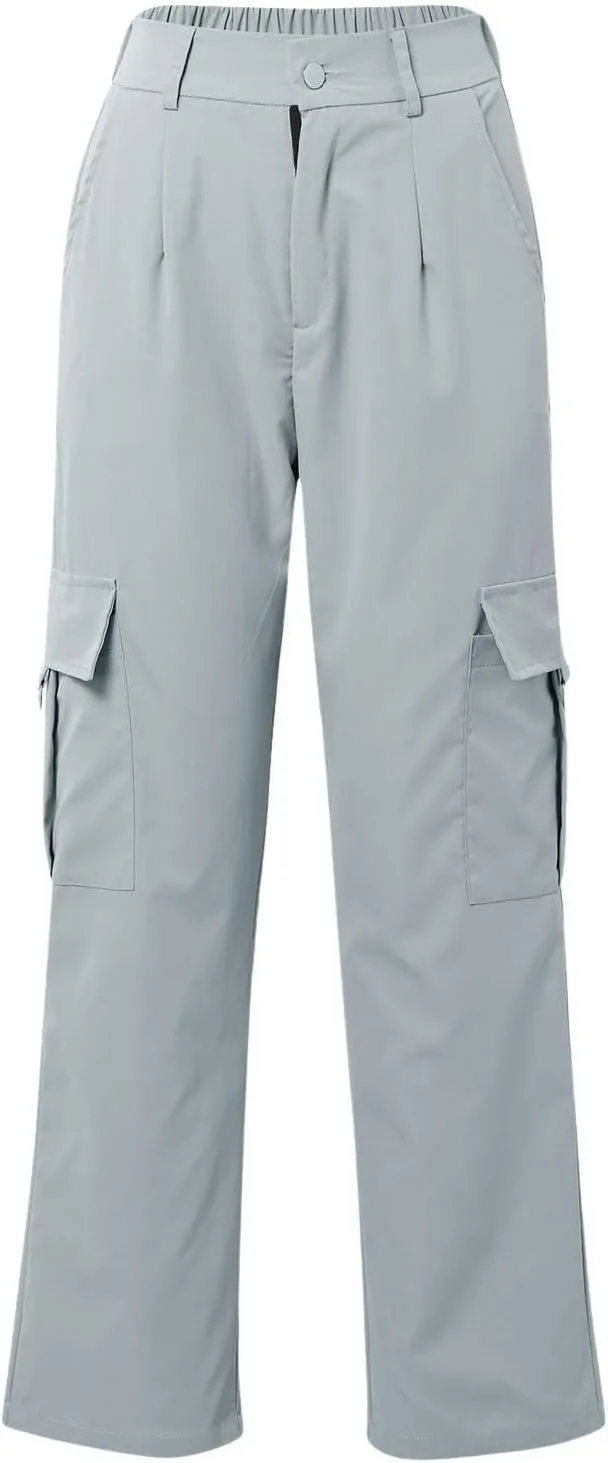 Women's High Waisted Cargo Pants Travel Y2K Streetwear Baggy Stretchy Pants with 4 Pockets Straight Leg Trousers