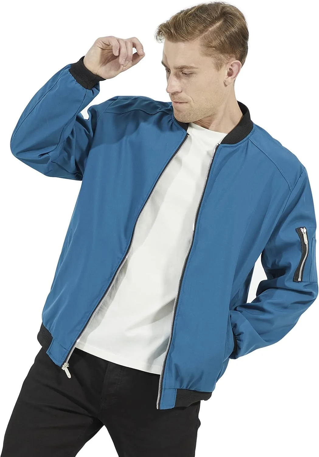 WULFUL Mens Casual Lightweight Jacket Softshell Flight Bomber Jacket Varsity Windbreaker