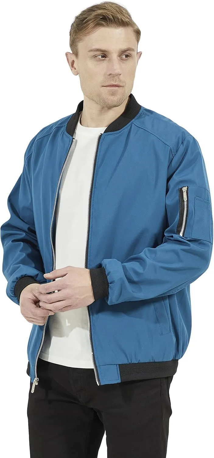 WULFUL Mens Casual Lightweight Jacket Softshell Flight Bomber Jacket Varsity Windbreaker
