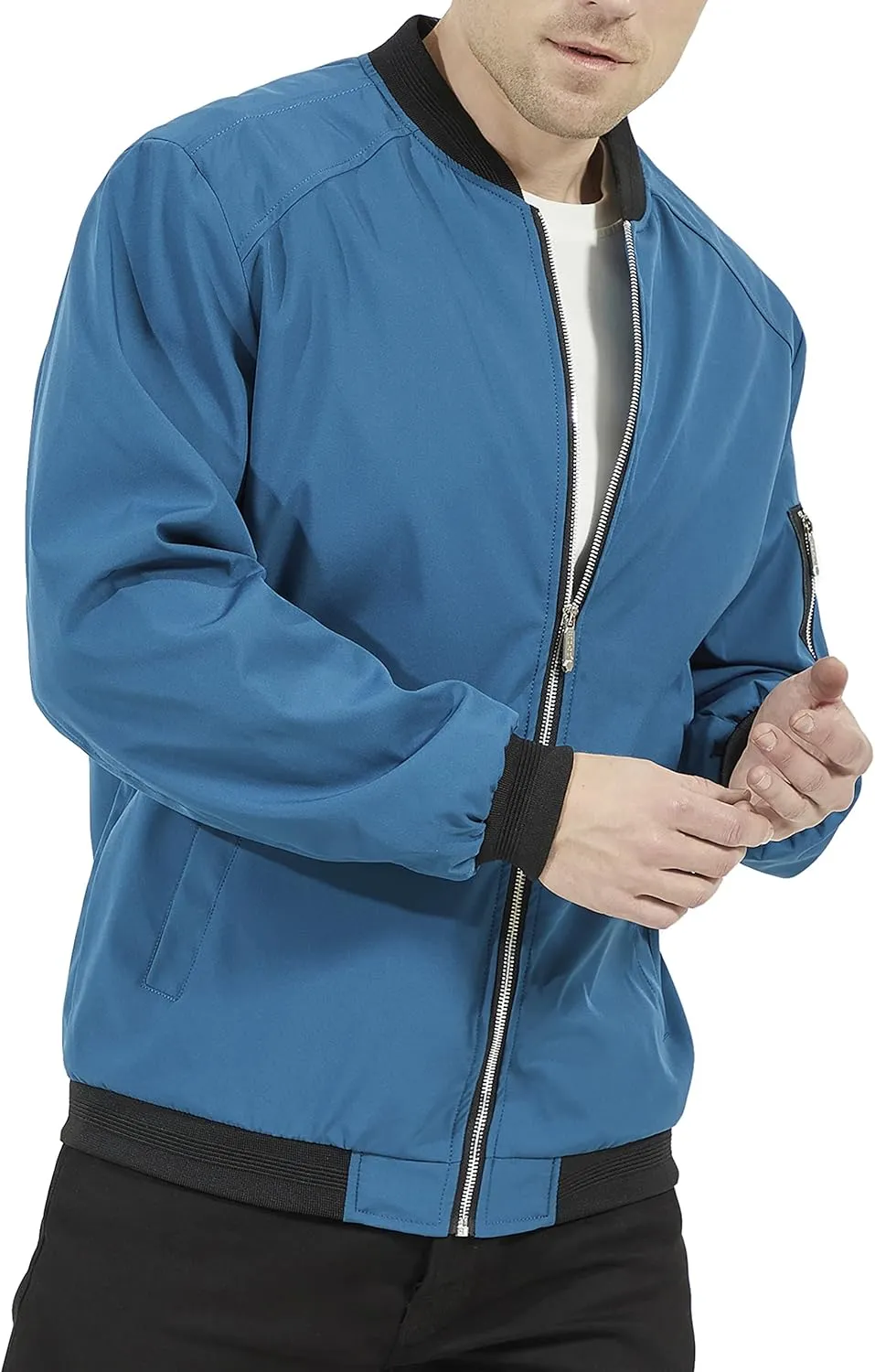 WULFUL Mens Casual Lightweight Jacket Softshell Flight Bomber Jacket Varsity Windbreaker