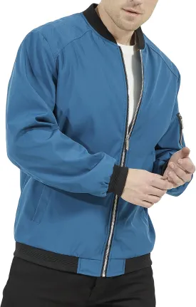 WULFUL Mens Casual Lightweight Jacket Softshell Flight Bomber Jacket Varsity Windbreaker