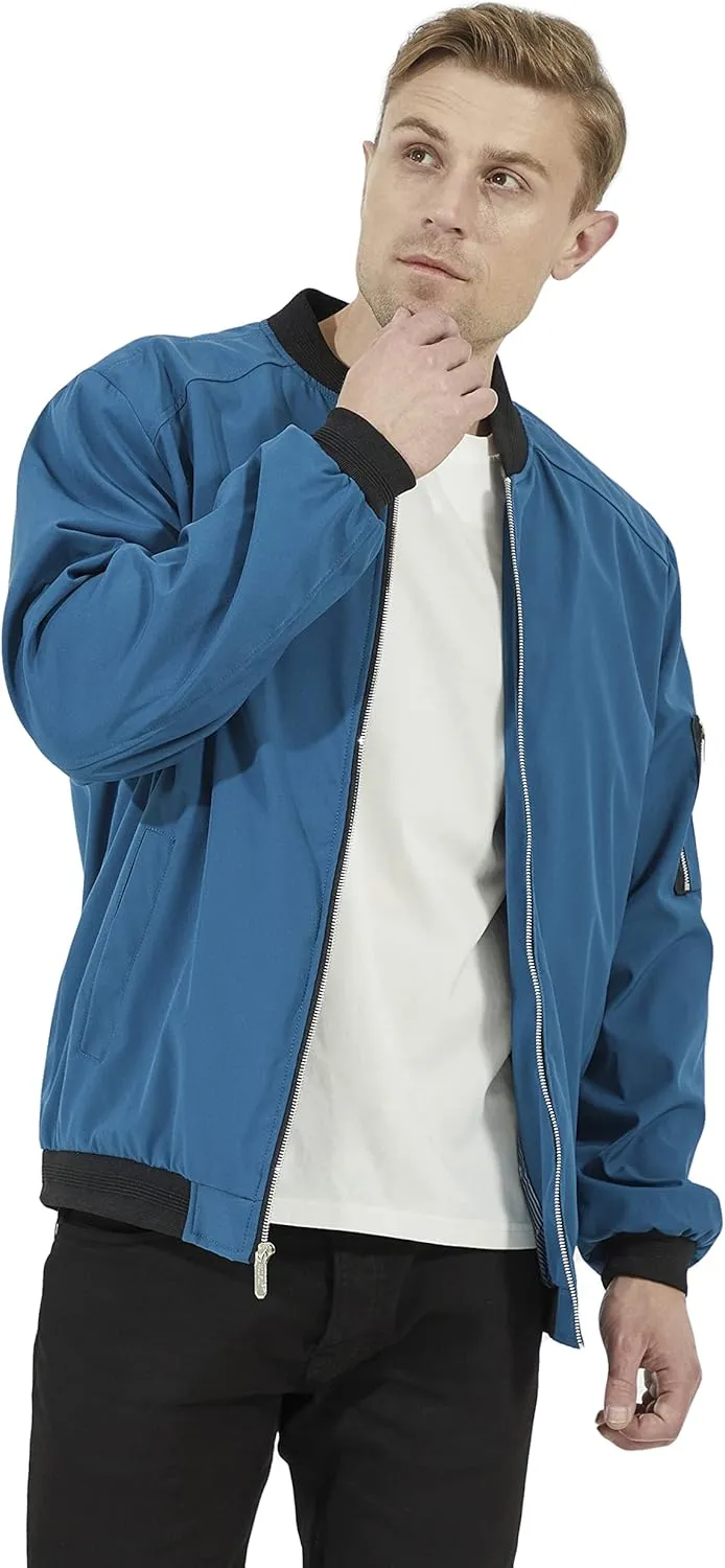 WULFUL Mens Casual Lightweight Jacket Softshell Flight Bomber Jacket Varsity Windbreaker