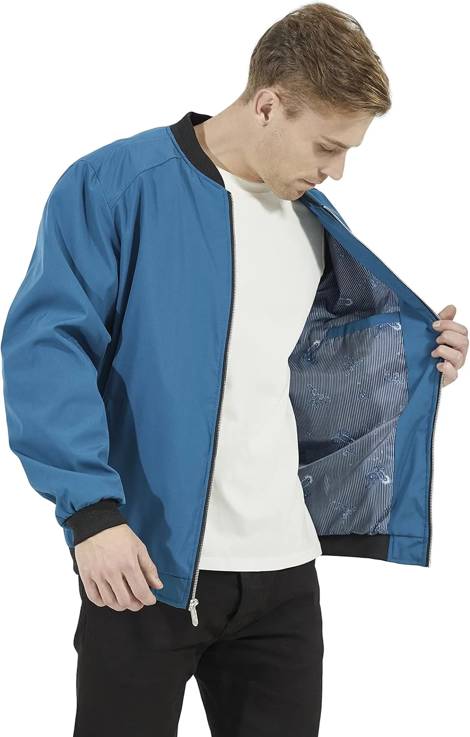 WULFUL Mens Casual Lightweight Jacket Softshell Flight Bomber Jacket Varsity Windbreaker